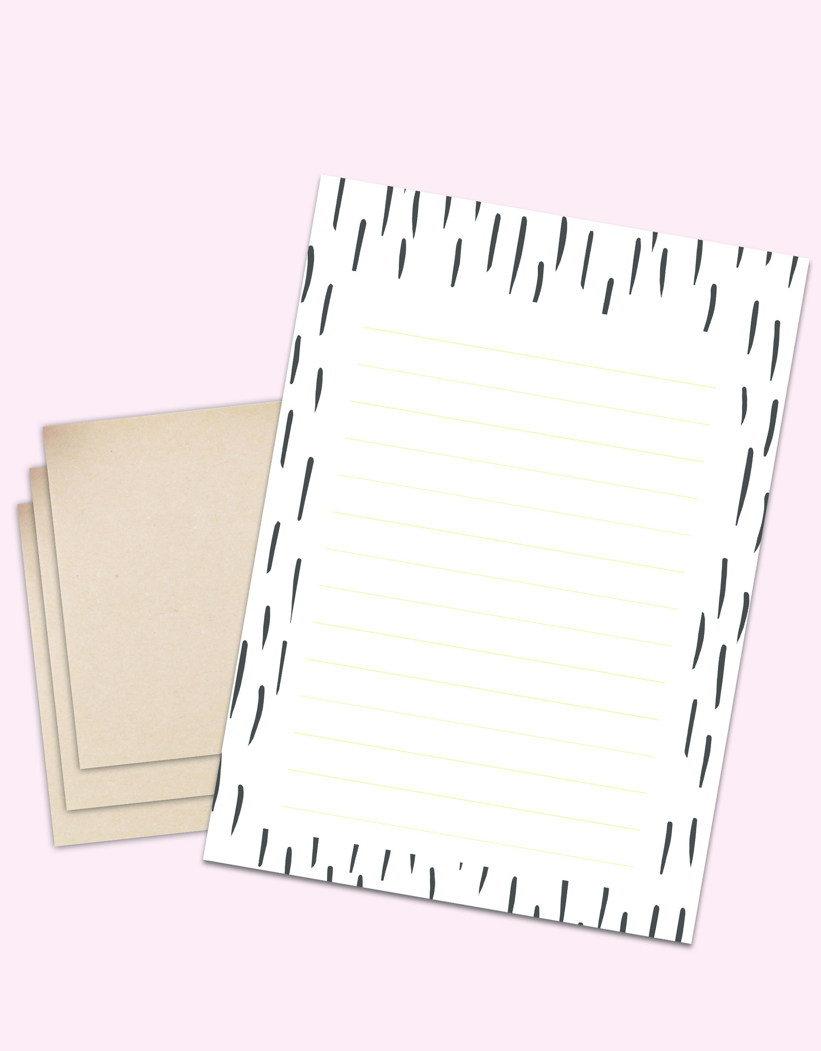 Briefpapier Set DIN A5 schwarz-weiß inkl. 10 Umschläge Kraftpapier