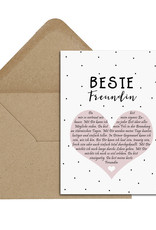 Postkarte BESTE FREUNDIN Herzbotschaft inkl. Briefumschlag Beste Freundin Geschenk