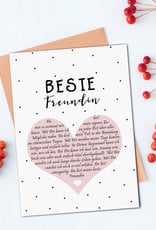 Postkarte BESTE FREUNDIN Herzbotschaft inkl. Briefumschlag Beste Freundin Geschenk