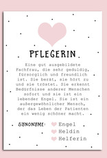 Postkarte PFLEGERIN inkl. Briefumschlag Altenpfleger Geschenk Pflegedienst Geschenk Krankenschwester Geschenk