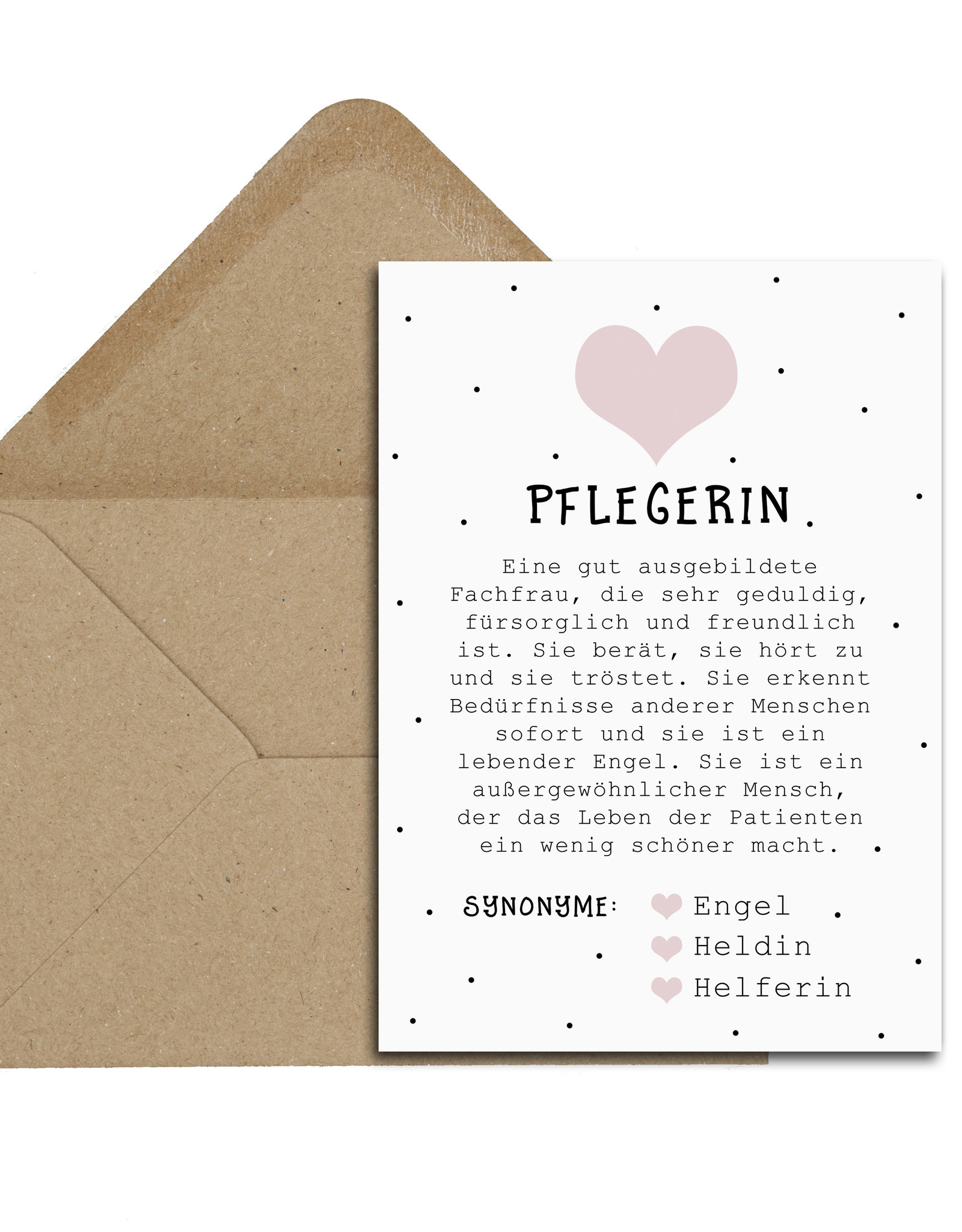 Postkarte PFLEGERIN inkl. Briefumschlag Altenpfleger Geschenk Pflegedienst Geschenk Krankenschwester Geschenk