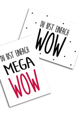 Postkarten Set Du bist WOW und MEGA WOW 2er Set Postkarten Sprüche