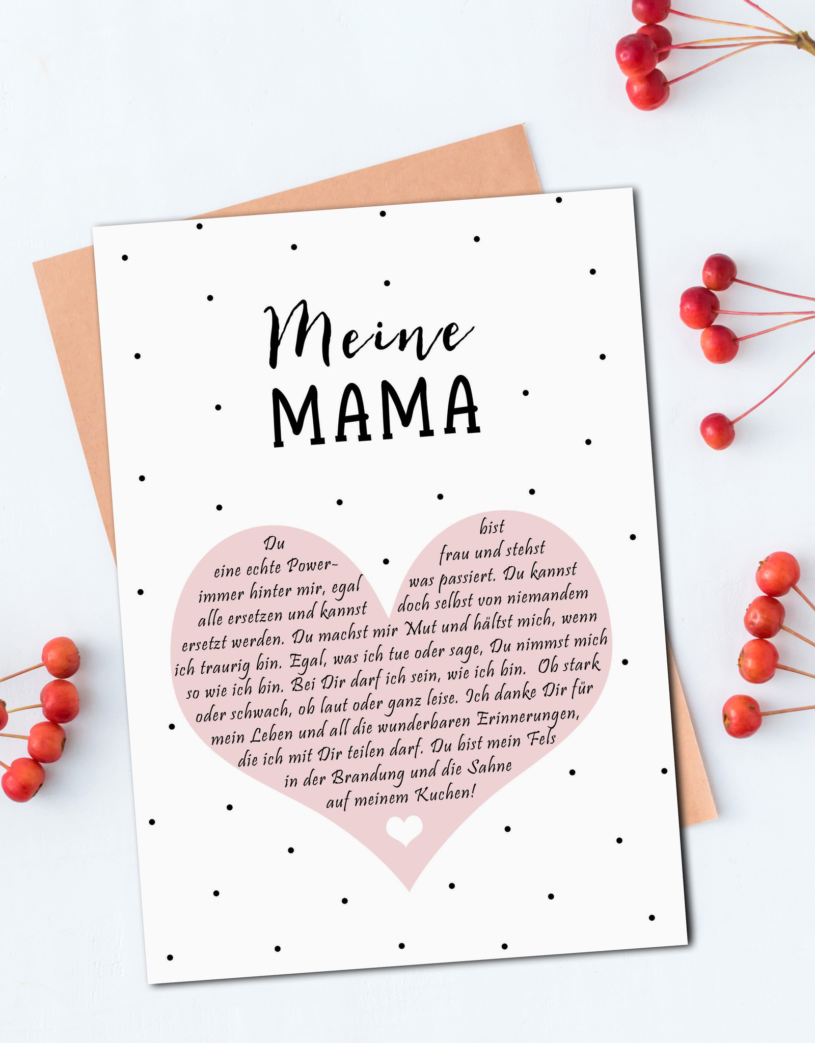 Postkarte MEINE MAMA Herzbotschaft inkl. Briefumschlag Muttertag Geschenk