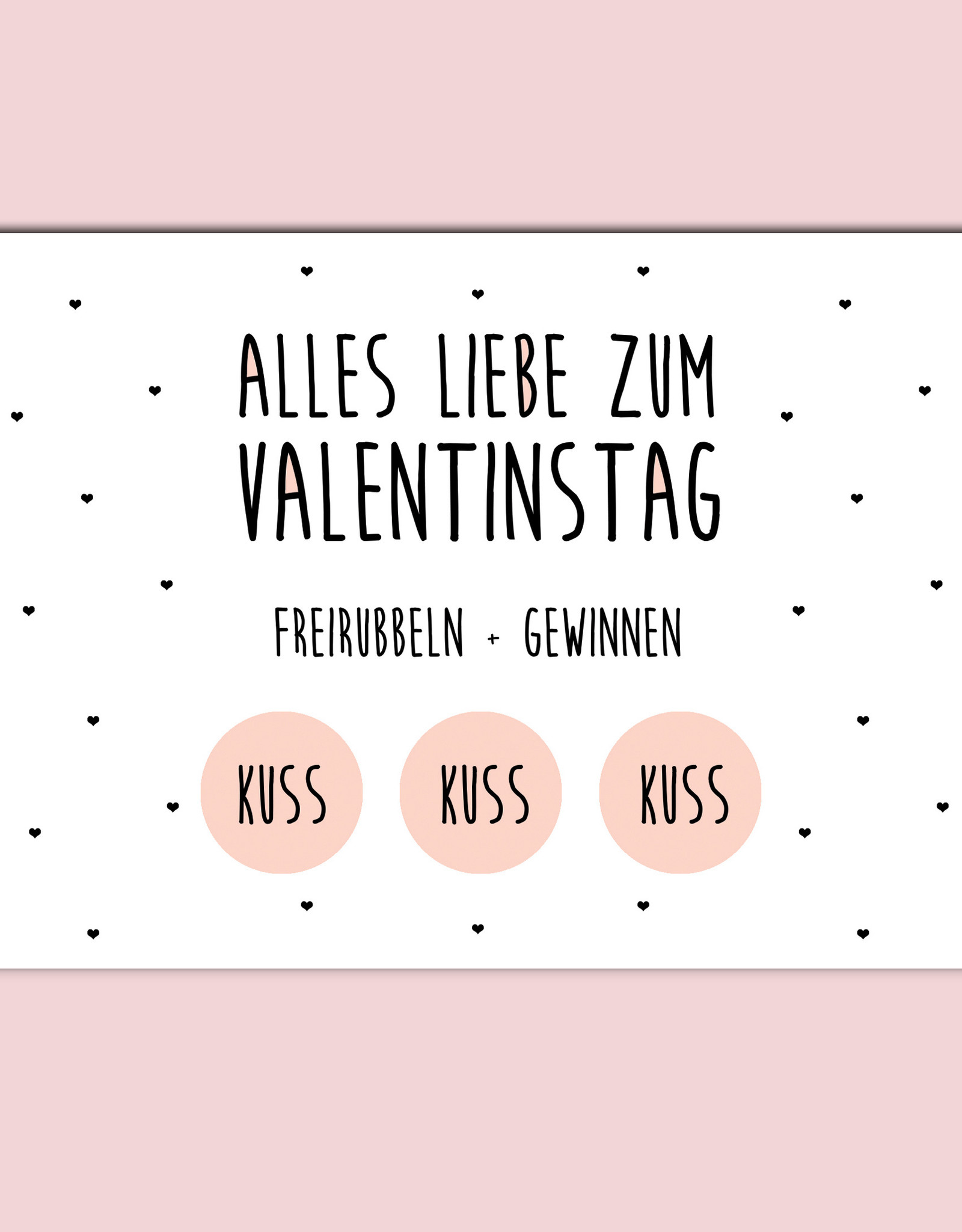 Postkarte Valentinstag FREIRUBBELN + GEWINNEN inkl. Briefumschlag Rubbelkarte Valentinstag