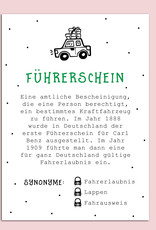 Postkarte FÜHRERSCHEIN inkl. Briefumschlag Füherschein Geschenk Führerscheinprüfung Geldgeschenk