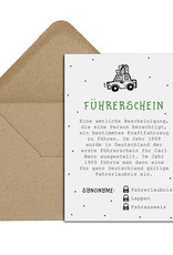 Postkarte FÜHRERSCHEIN inkl. Briefumschlag Füherschein Geschenk Führerscheinprüfung Geldgeschenk