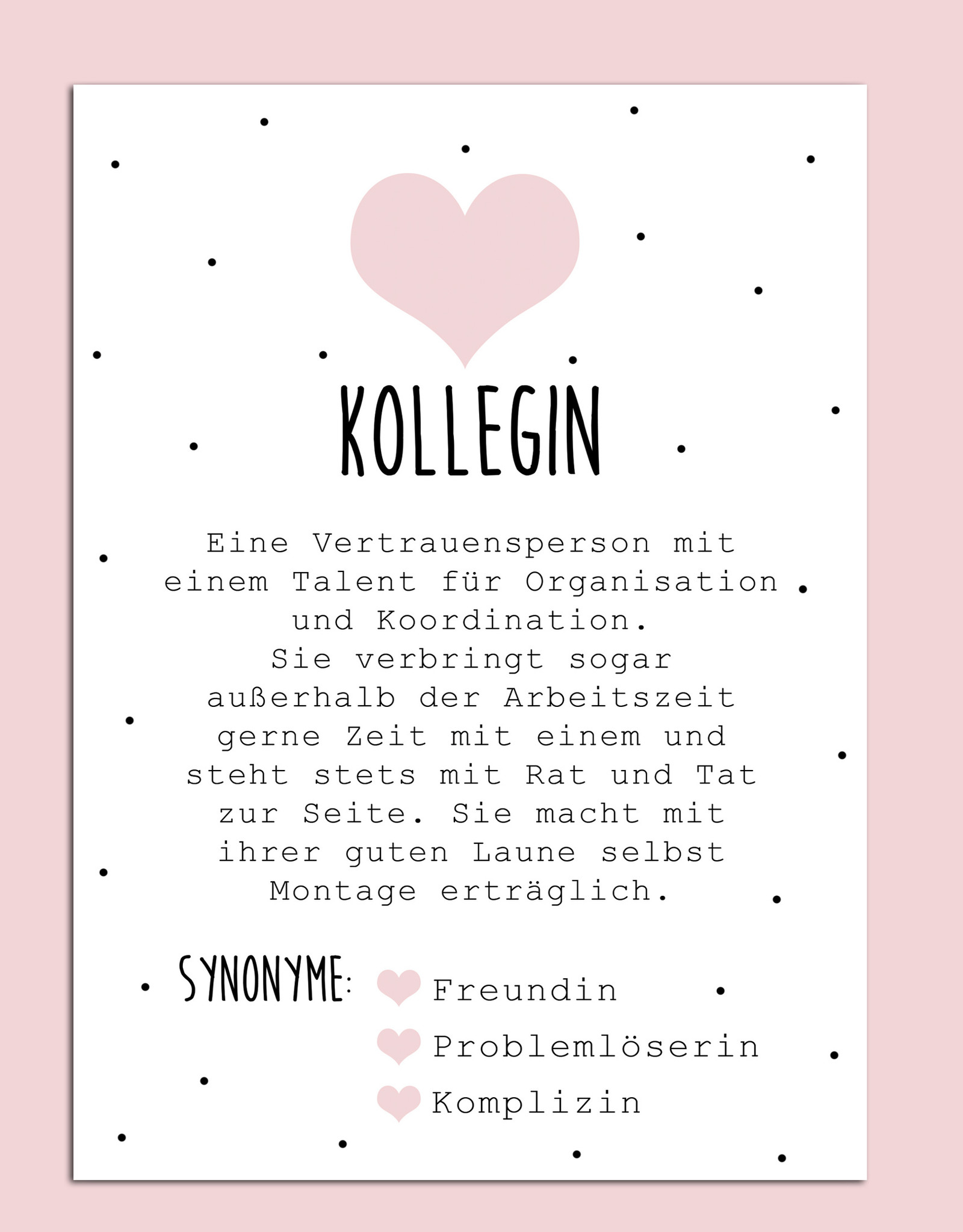 Postkarte KOLLEGIN inkl. Briefumschlag Kollegin Geschenk Defintion Kollegin