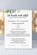 Heirate Dich selbst Hochzeitsurkunde Selbstliebe Poster DIN A4 Selbstwert Selbstliebe Geschenk