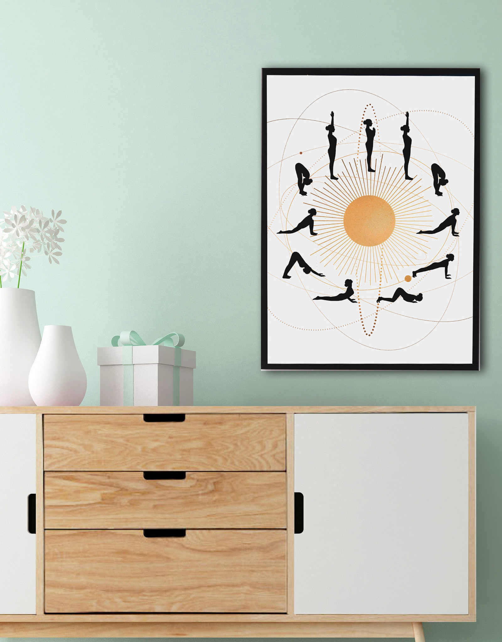 Poster YOGA Sonnengruß DIN A3 Yoga Poster Yogaübungen Geschenk Freundin