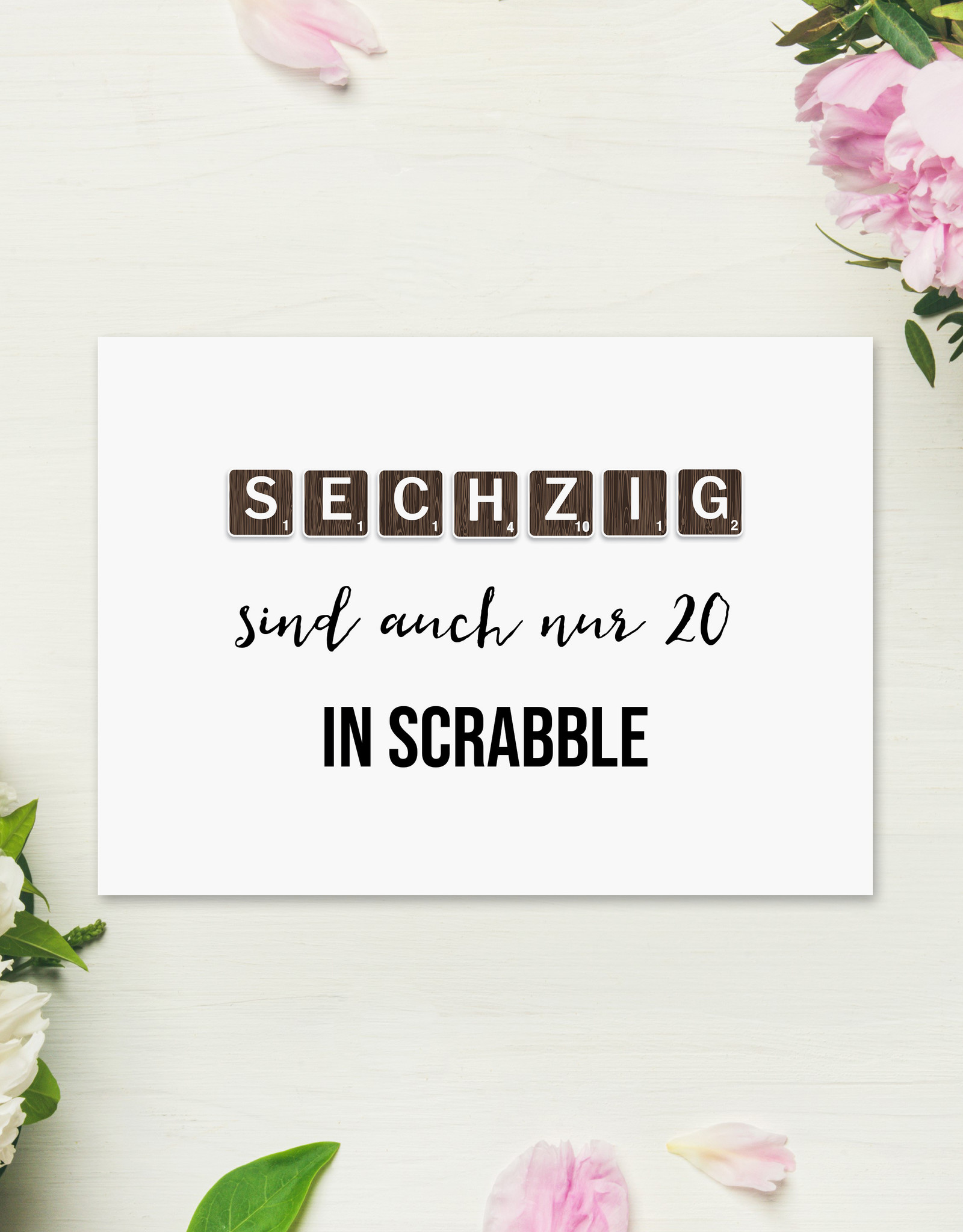 Geburtstagskarte SCRABBLE inkl. Umschlag Postkarte Geburtstag Geburtstagskarte 30, 40, 50, 60