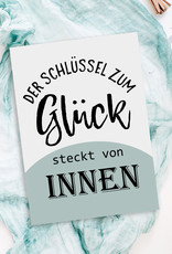 Postkarte GLÜCK "Der Schlüssel zum Glück" Postkarte SPRÜCHE Postkarte Liebe