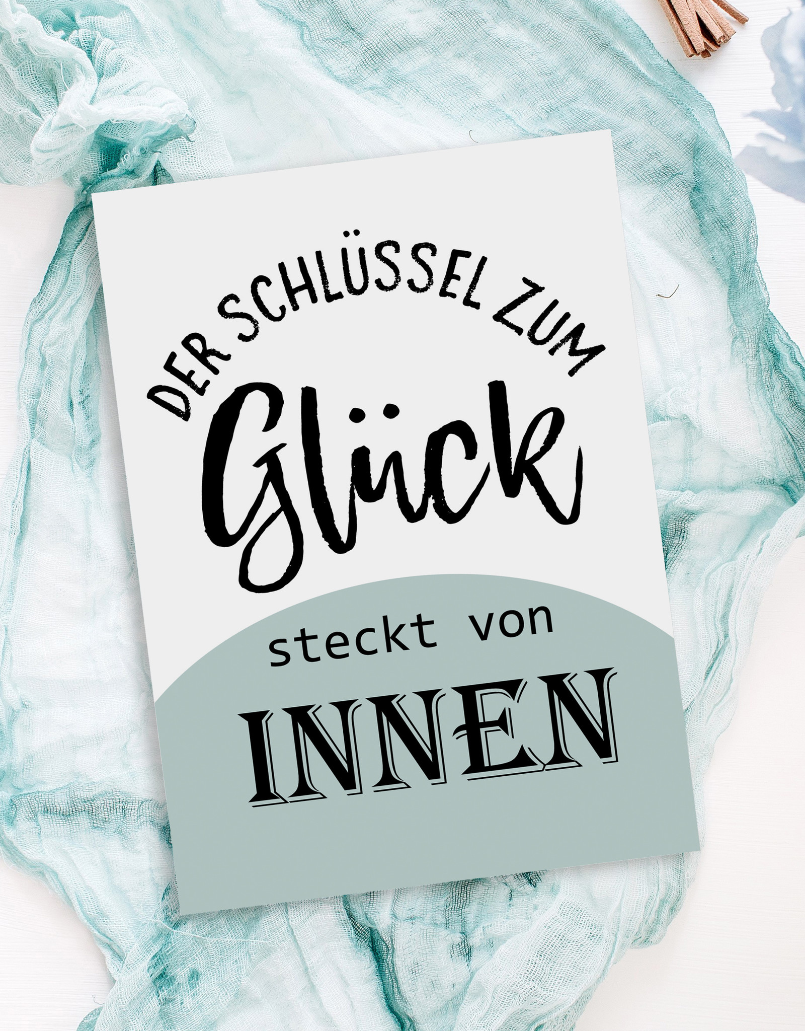 Postkarte GLÜCK "Der Schlüssel zum Glück" Postkarte SPRÜCHE Postkarte Liebe