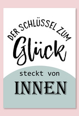 Postkarte GLÜCK "Der Schlüssel zum Glück" Postkarte SPRÜCHE Postkarte Liebe