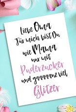Postkarte OMA Puderzucker Postkarte Geburtstag Oma