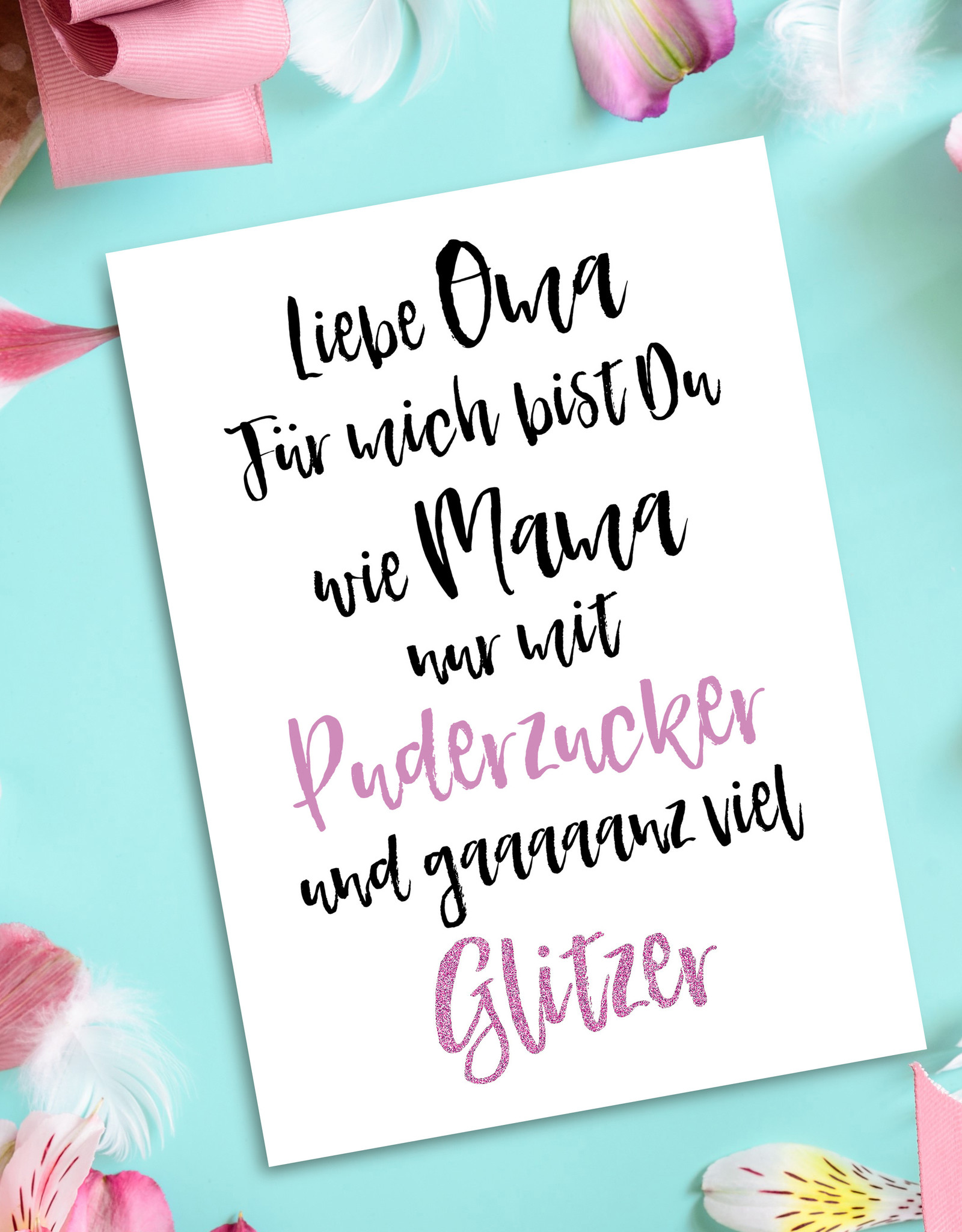 Postkarte OMA Puderzucker Postkarte Geburtstag Oma