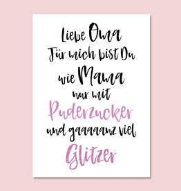 Postkarte OMA Puderzucker