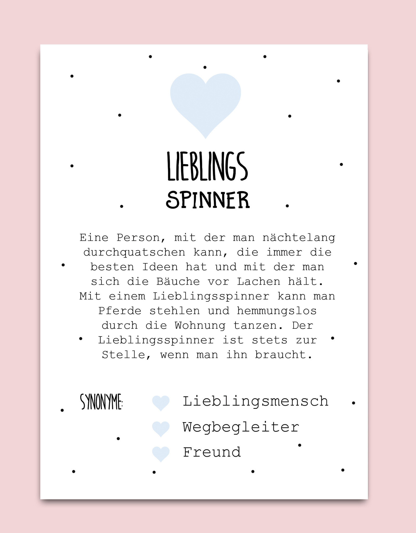 Postkarte LIEBLINGSSPINNER inkl. Briefumschlag Postkarte Definition Freund