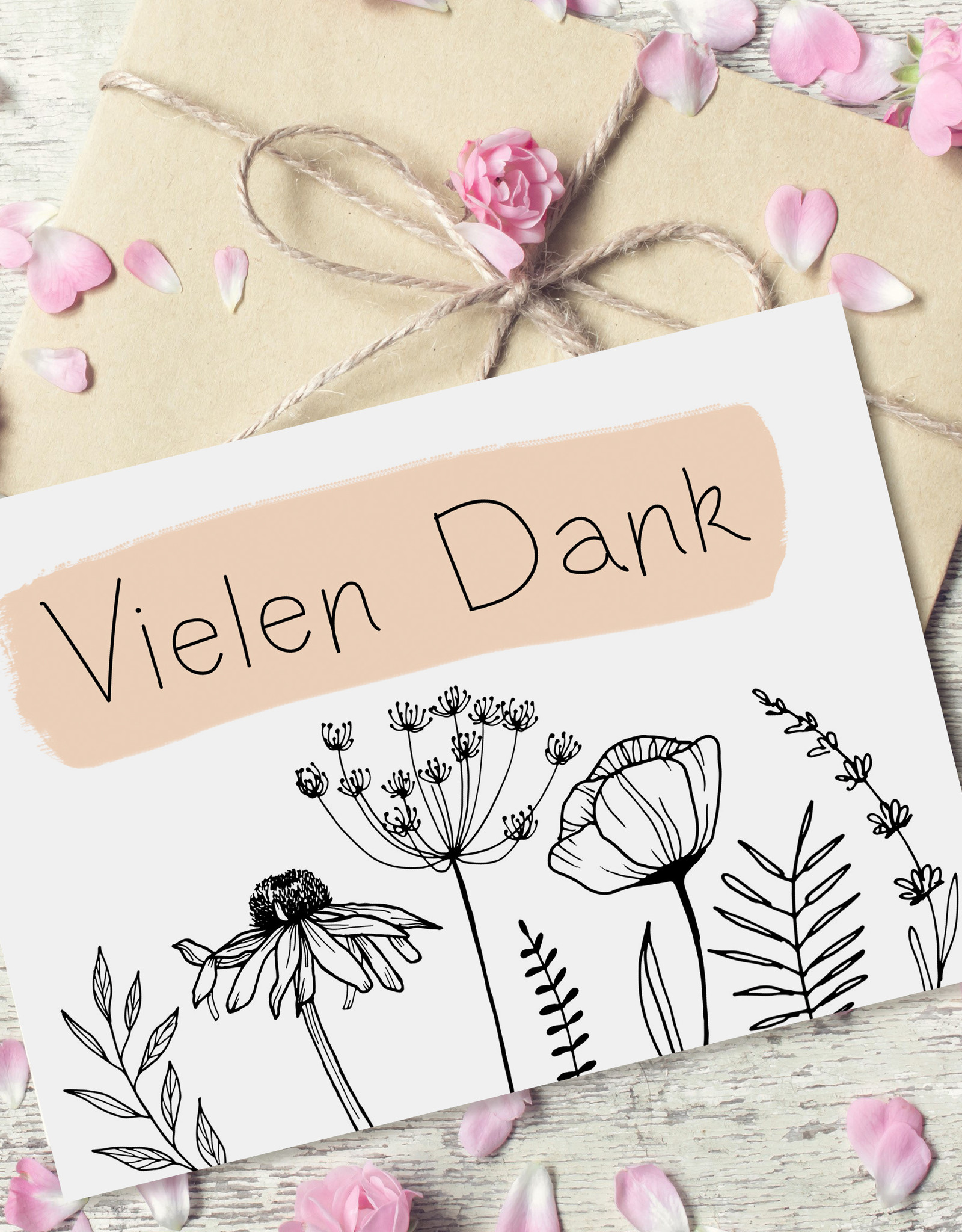 Postkarte Vielen Dank FLOWERS
