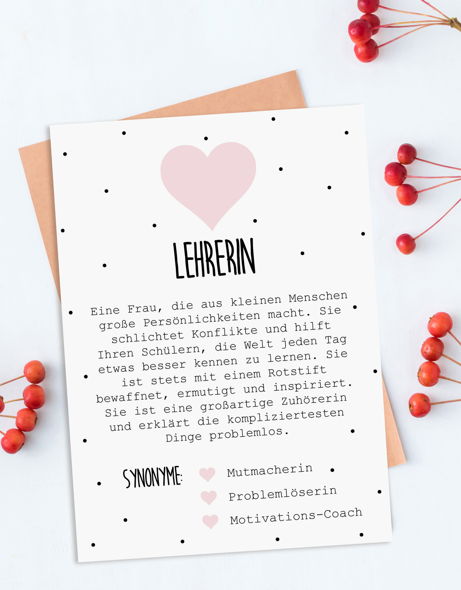 Postkarte Definition LEHRERIN Definition inkl. Briefumschlag Lehrerin Geschenk