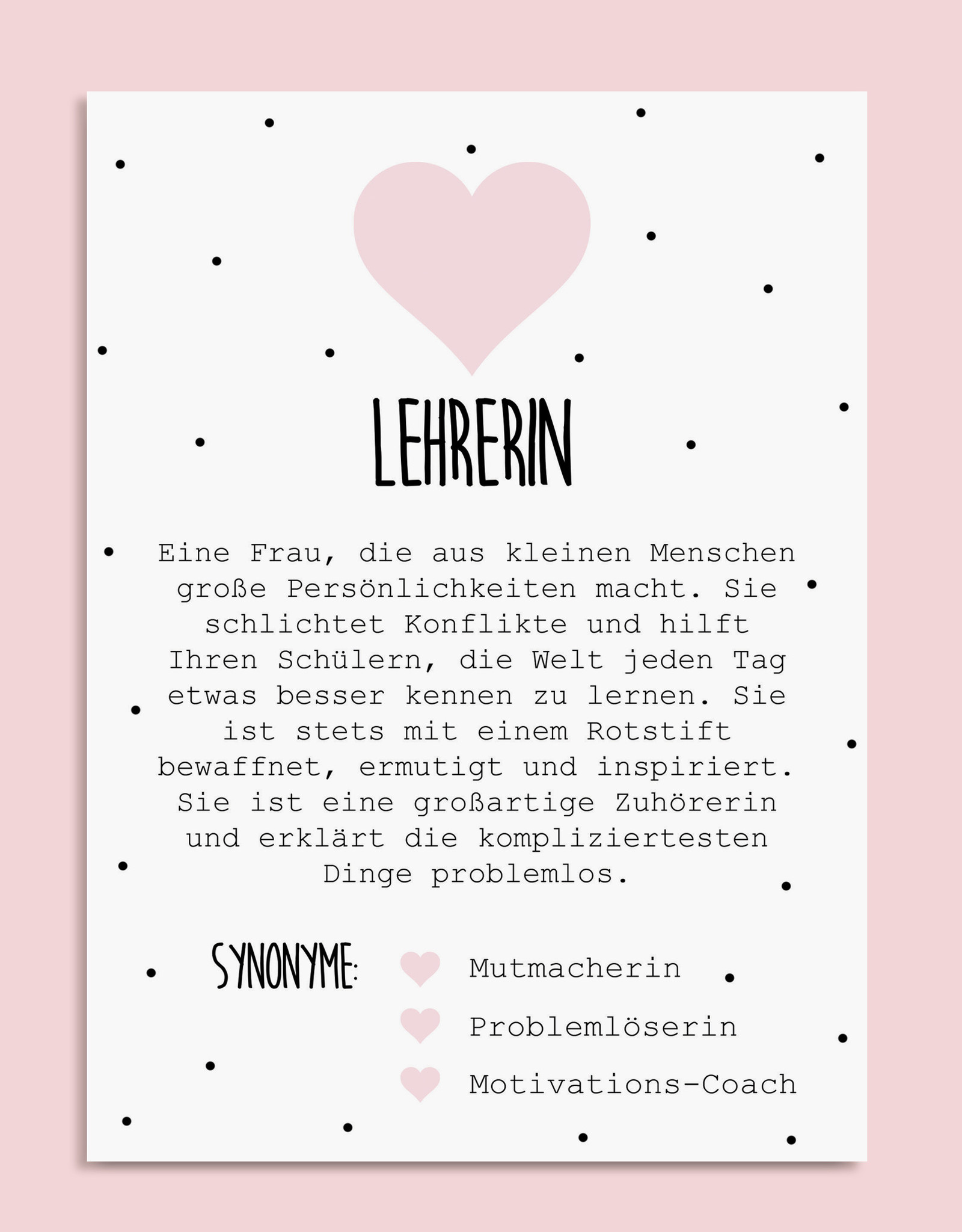 Postkarte Definition LEHRERIN Definition inkl. Briefumschlag Lehrerin Geschenk