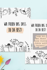 50 Rubbelkarten Hochzeit FLOWERS Rubbellose Hochzeitsspiel Spiele für Hochzeitsgäste