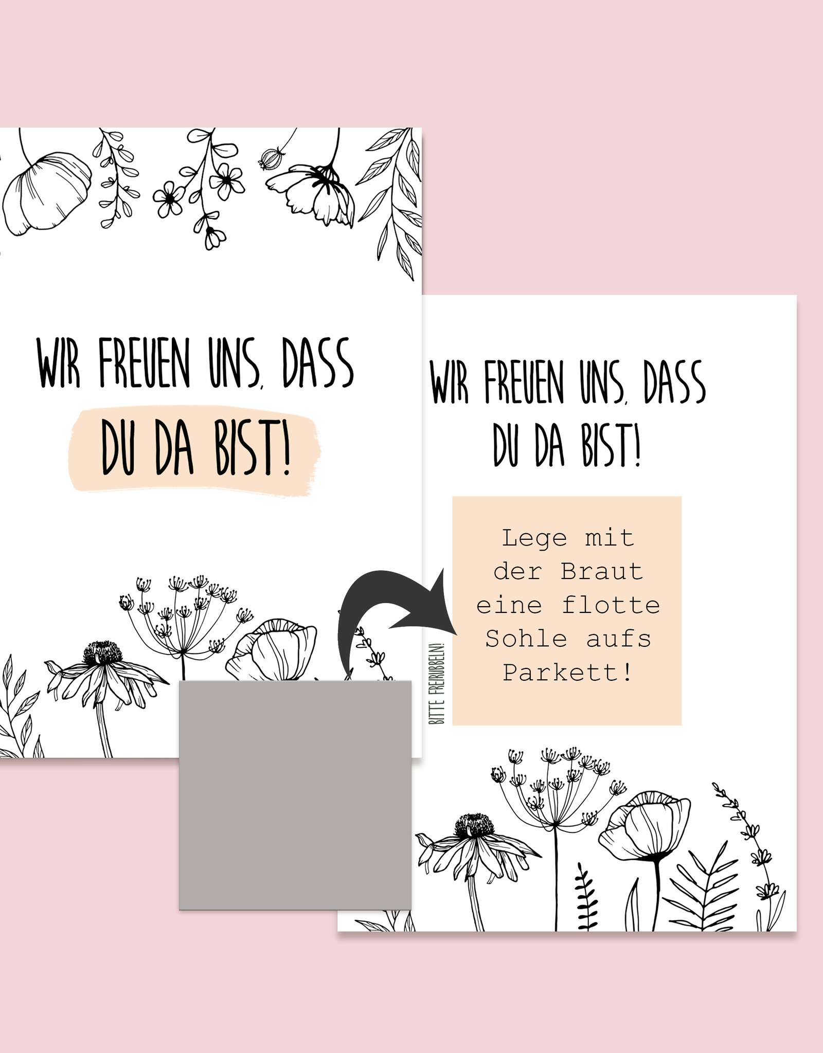 50 Rubbelkarten Hochzeit FLOWERS Rubbellose Hochzeitsspiel Spiele für Hochzeitsgäste