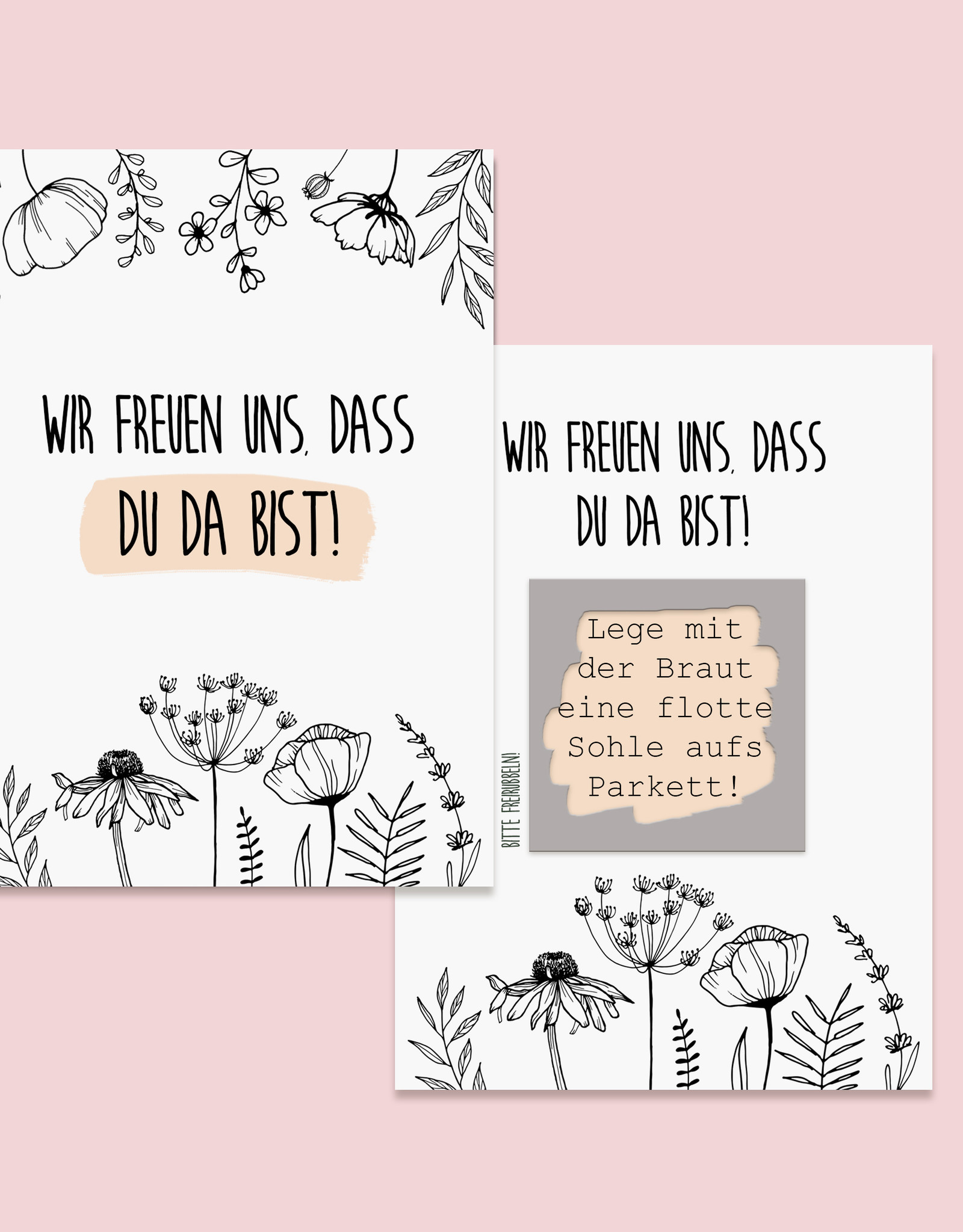 50 Rubbelkarten Hochzeit FLOWERS Rubbellose Hochzeitsspiel Spiele für Hochzeitsgäste