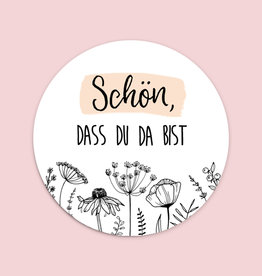 50 Sticker "Schön, dass Du da bist!" FLOWERS