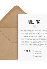 Postkarte RUHESTAND Definition inkl. Briefumschlag Ruhestand Geschenk Kollege