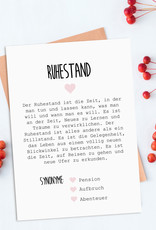 Postkarte RUHESTAND Definition inkl. Briefumschlag Ruhestand Geschenk Kollege