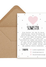Postkarte Definition SCHWESTER Definition inkl. Briefumschlag Schwester Geschenk