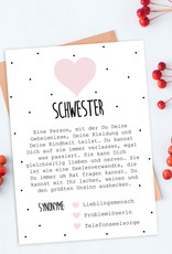 Postkarte Definition SCHWESTER Definition inkl. Briefumschlag Schwester Geschenk