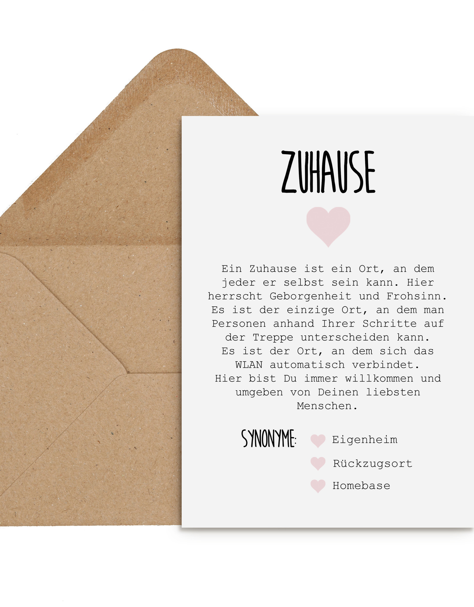 Postkarte ZUHAUSE Definition inkl. Briefumschlag Einzug Geschenk Umzug Hausbau
