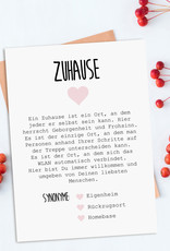 Postkarte ZUHAUSE Definition inkl. Briefumschlag Einzug Geschenk Umzug Hausbau