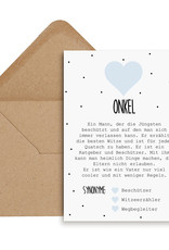 Postkarte ONKEL inkl. Briefumschlag Onkel Geschenk Du wirst Onkel Karte