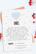 Postkarte ONKEL inkl. Briefumschlag Onkel Geschenk Du wirst Onkel Karte