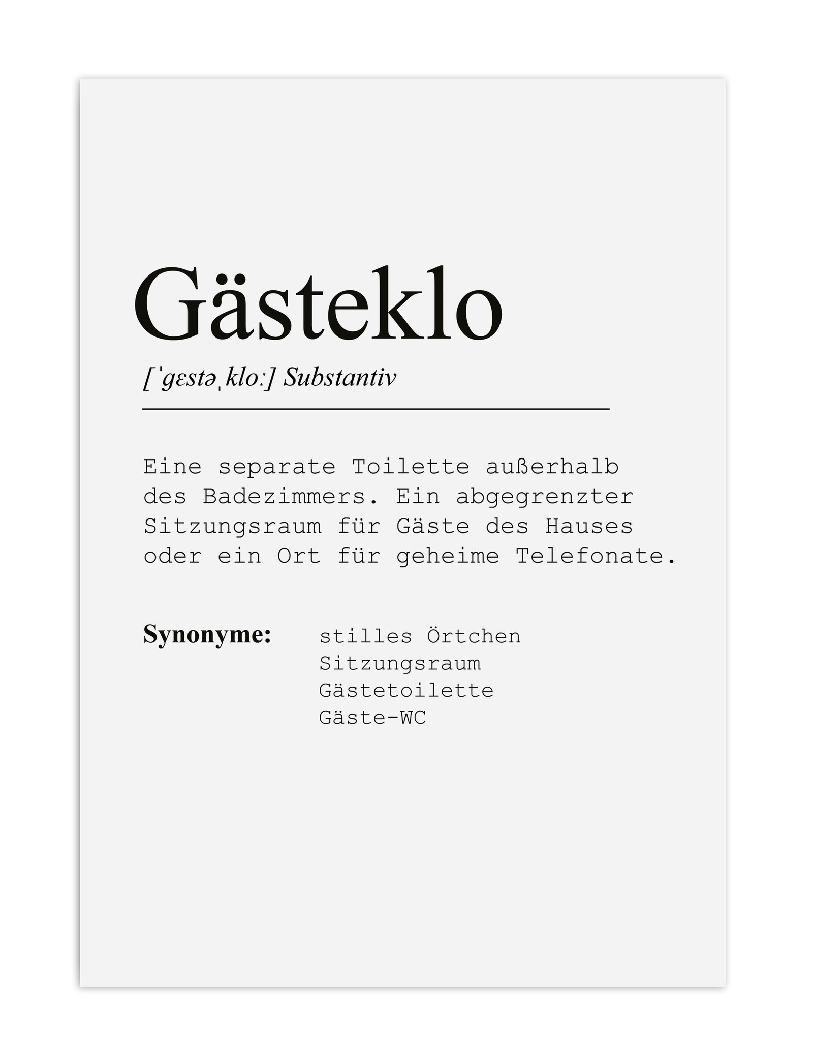 Poster Gästeklo DIN A3 Badezimmer Poster Bad Definition Poster