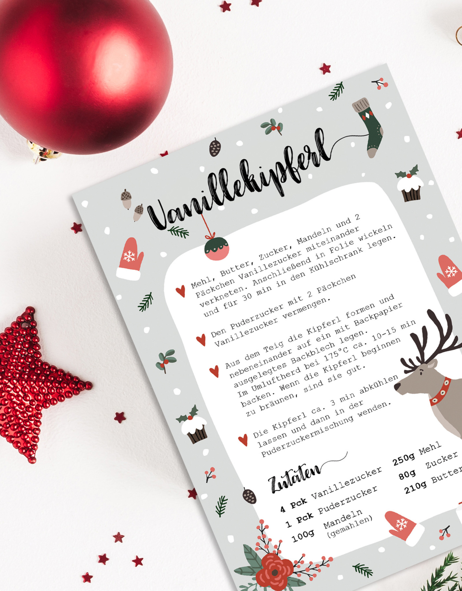 Weihnachtskarte Vanillekipferl Rezept Postkarte