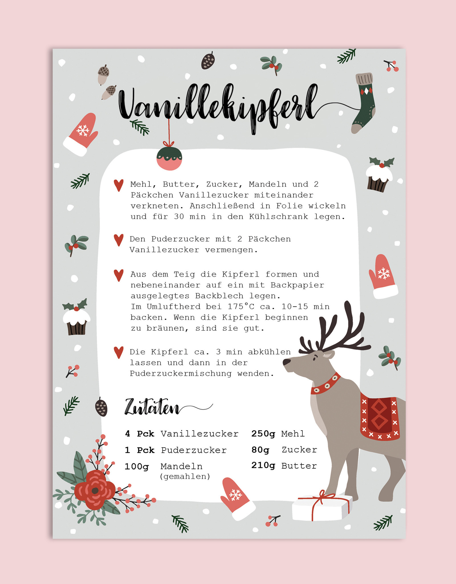 Weihnachtskarte Vanillekipferl Rezept Postkarte