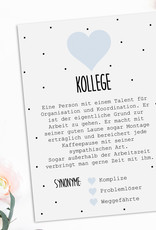Postkarte KOLLEGE inkl. Briefumschlag Kollege Geschenk Definition Kollege