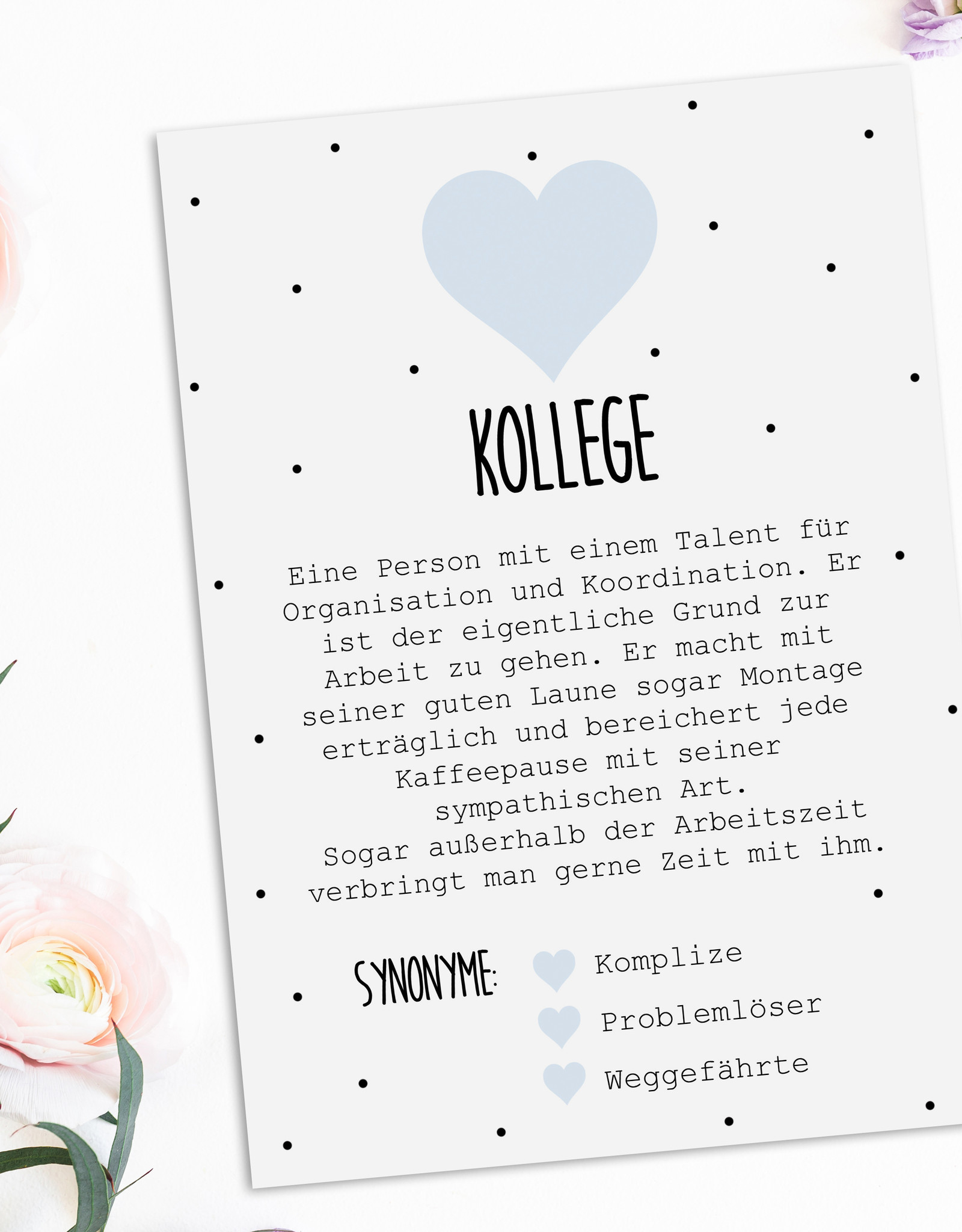 Postkarte KOLLEGE inkl. Briefumschlag Kollege Geschenk Definition Kollege