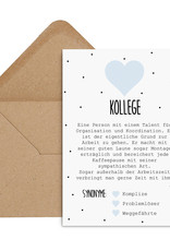 Postkarte KOLLEGE inkl. Briefumschlag Kollege Geschenk Definition Kollege