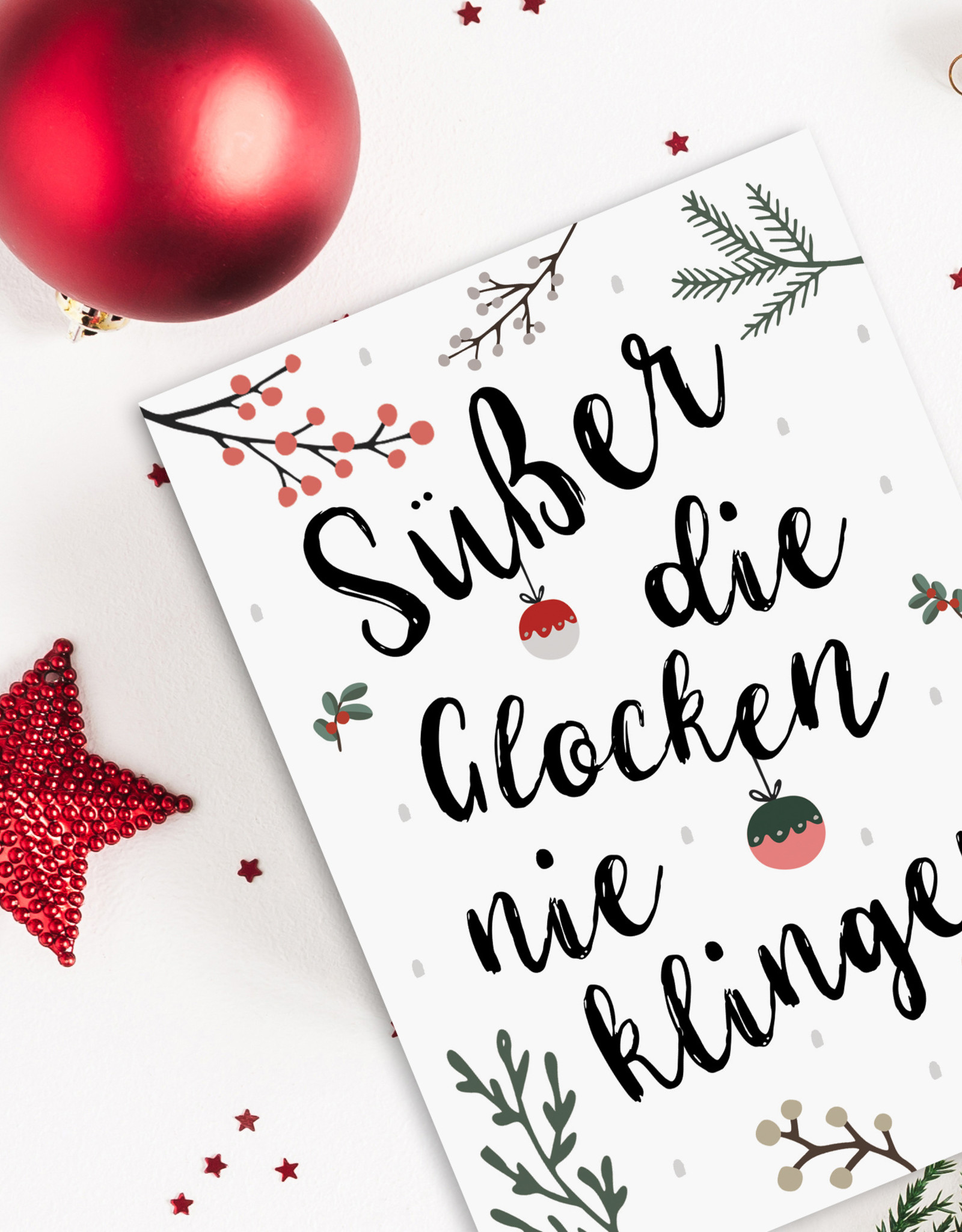 Weihnachtskarte Süßer die Glocken nie klingen Postkarte Weihnachten