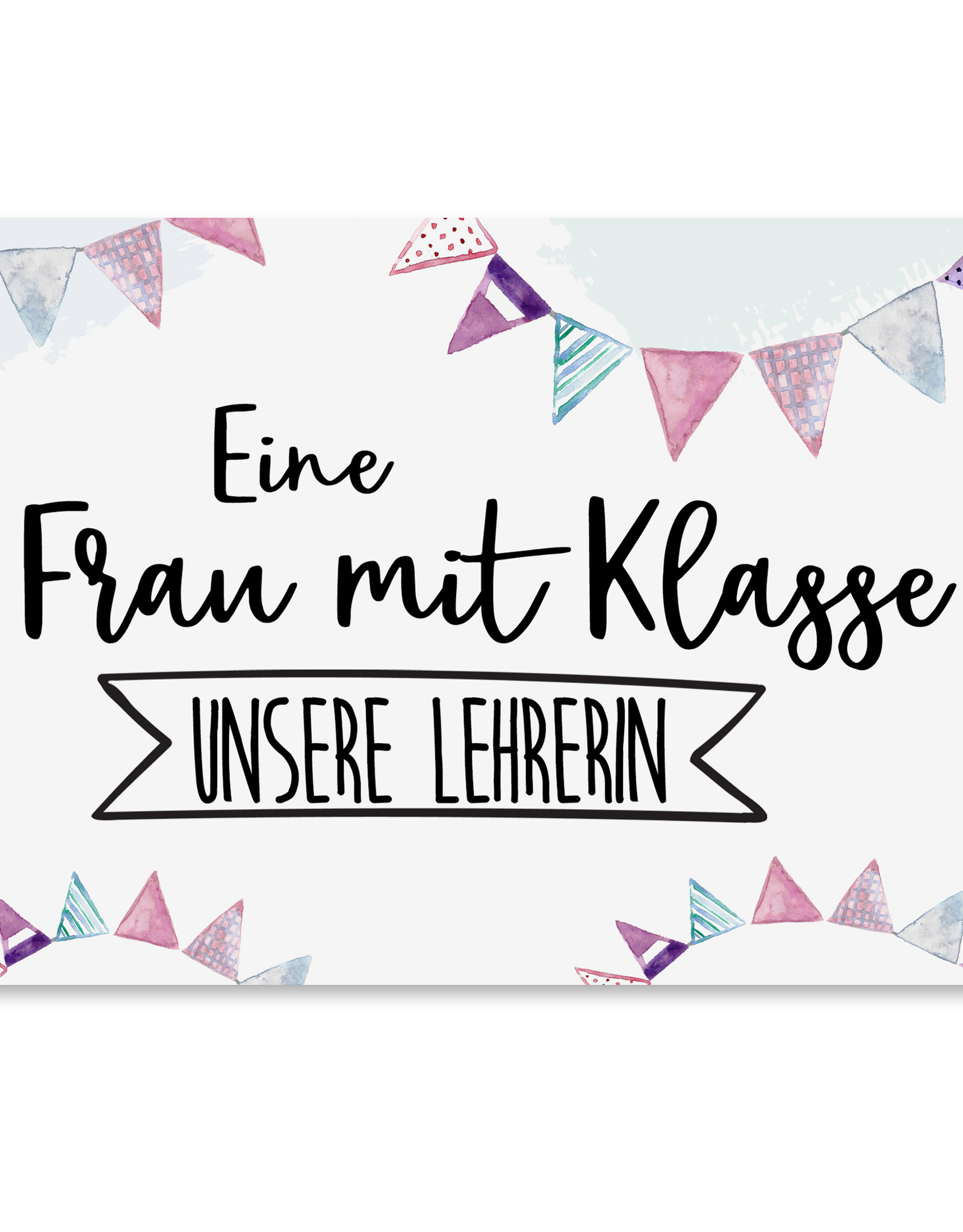 Postkarte Frau mit Klasse LEHRERIN Geschenk Postkarte