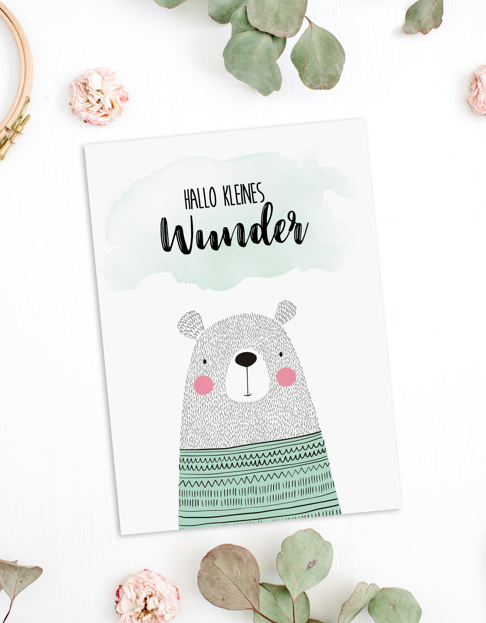 Postkarte "Hallo kleines Wunder" Geschenk Geburt Postkarte Baby Geschenk