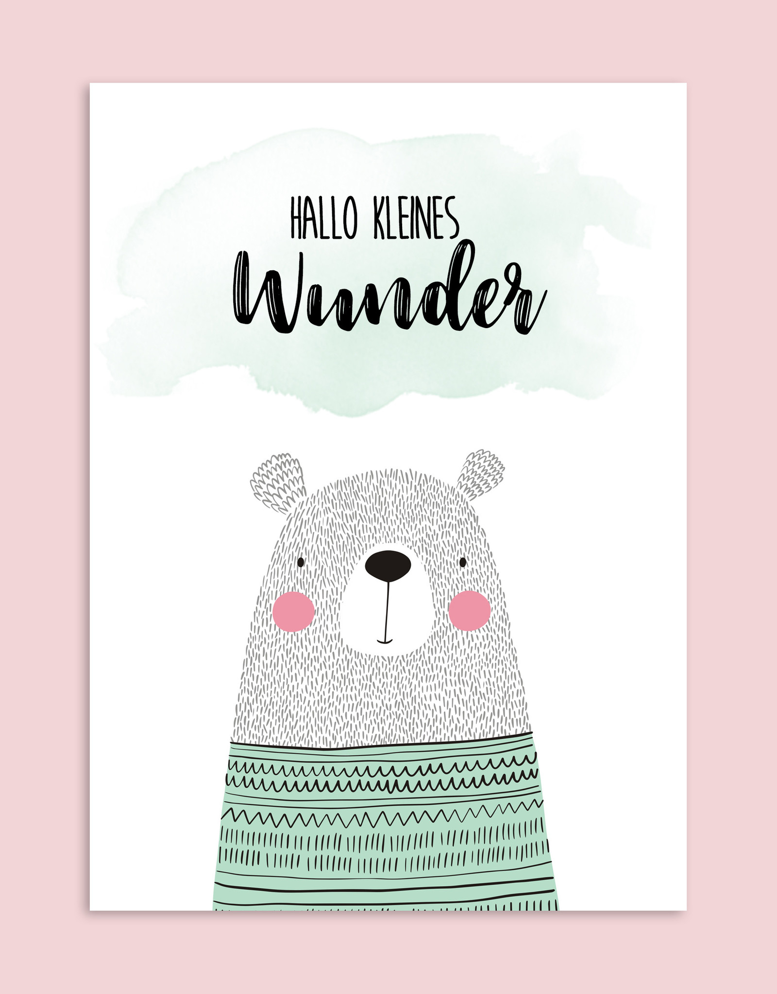 Postkarte "Hallo kleines Wunder" Geschenk Geburt Postkarte Baby Geschenk