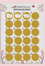 Adventskalender zum Rubbeln Ich liebe dich GRAU A3 Weihnachtskalender