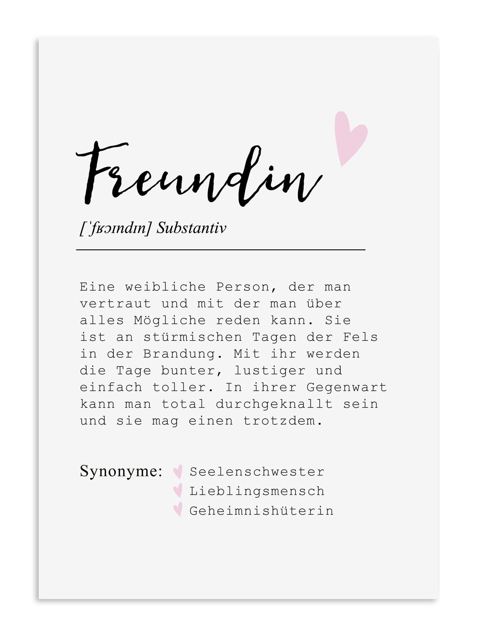 Poster FREUNDIN Definition DIN A4 Geschenk Freundin