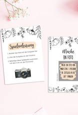 50 Fotoaufgaben Hochzeit zum Rubbeln FLOWERS Rubbelkarten