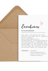 Postkarte Definition ERZIEHERIN Definition inkl. Briefumschlag Erzieherin Geschenk Kindergarten Abschied